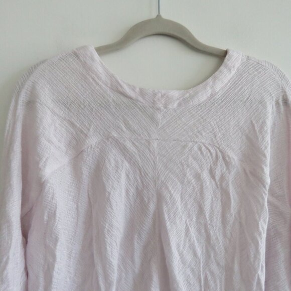 FREE PEOPLE Morning Dolman Tie Sleeve Gauzy Top in White Casual Boho Coastal M - Picture 12 of 14
